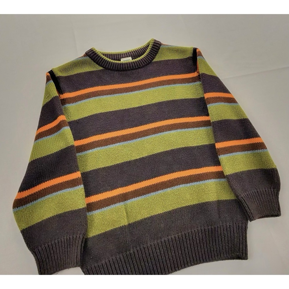 Gymboree Boys Size 4 Sweater Y2K 2005 Striped Cotton Green Orange Brown